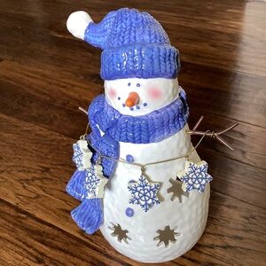 Blue and White Sentsy Snowman Holiday Decor